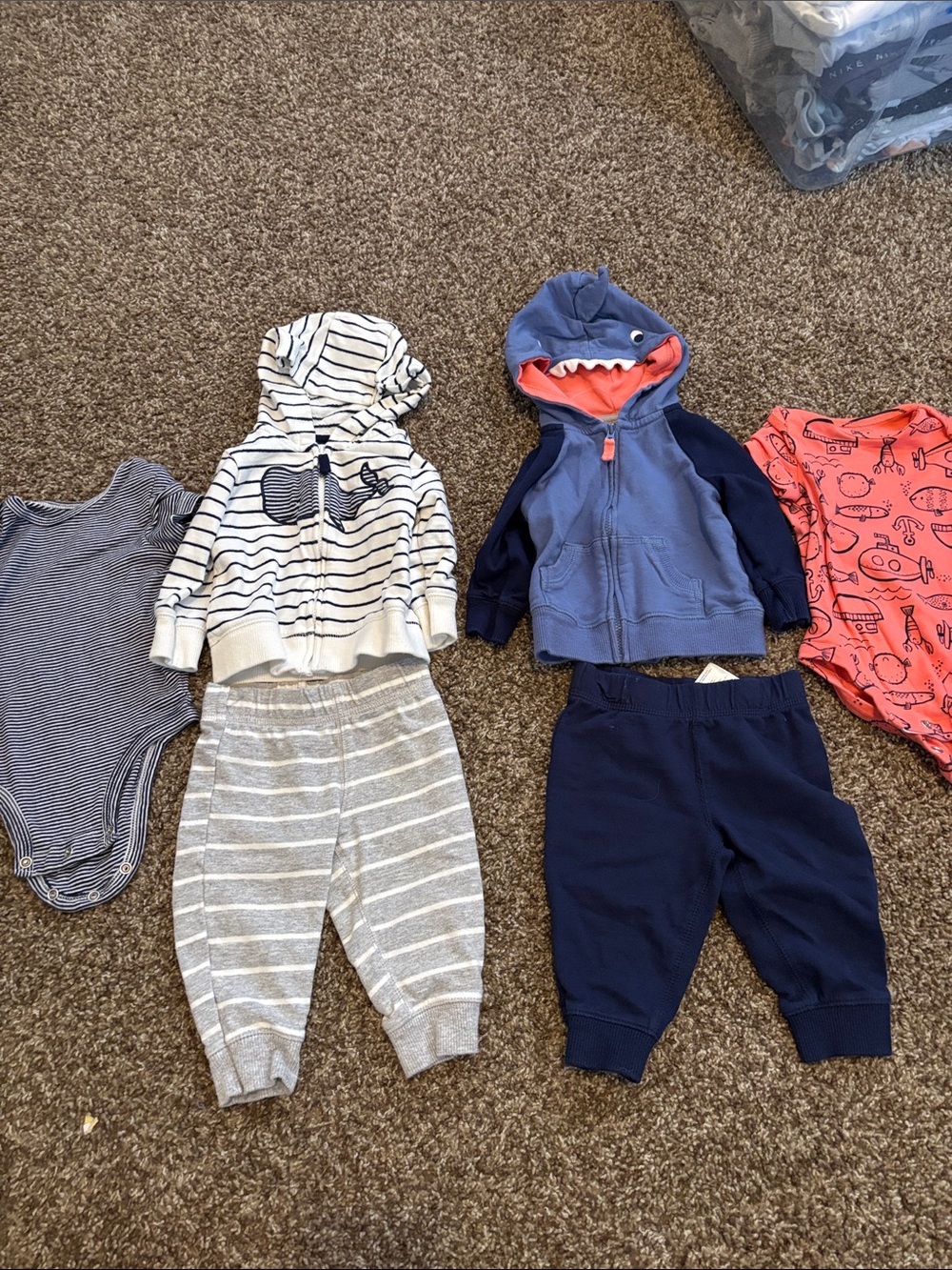 Set of 2 Carter's Navy, Light Blue, Gray & Coral Kids Matching Sets